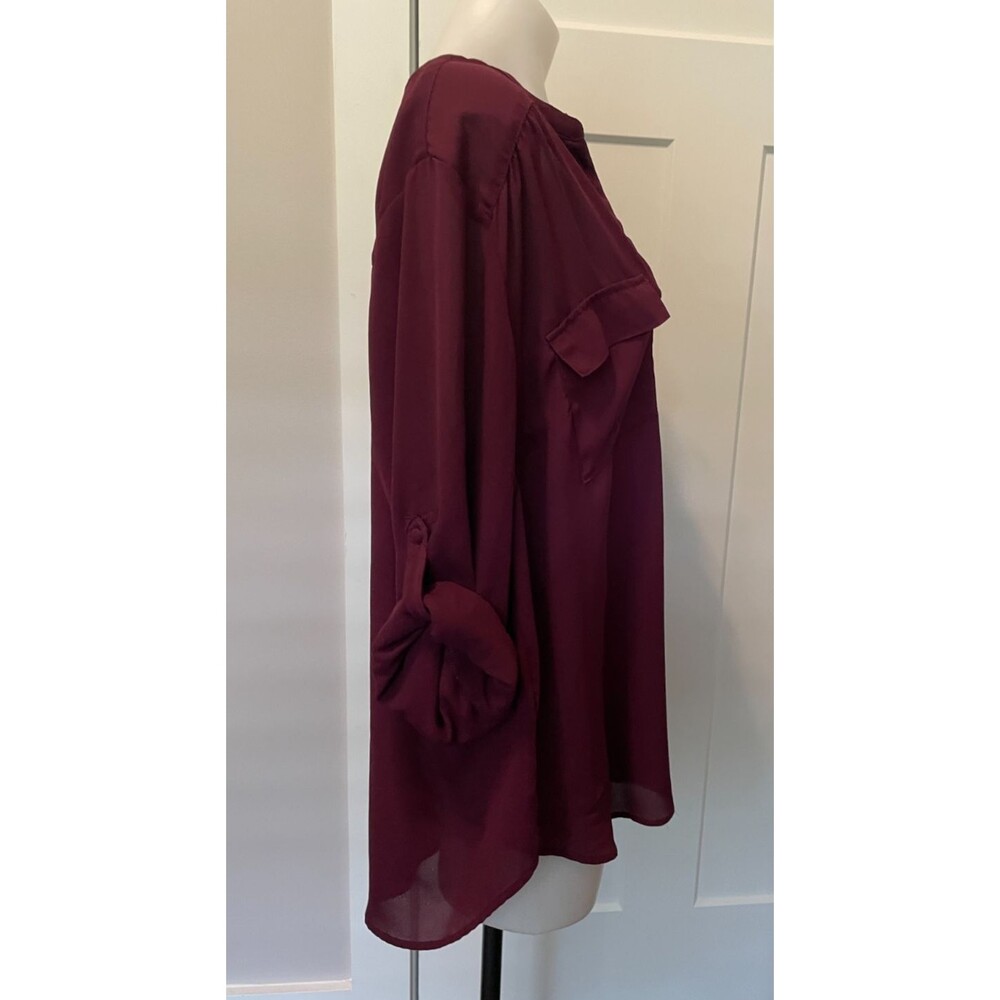 TORRID Womens TOP 3/4 Tab Sleeve PURPLE w/ Pockets Size 2 (2X 18/20) - Picture 3 of 5
